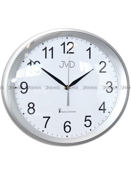 Zegar na ścianę sterowany radiowo JVD RH64.9 owalny srebrna obudowa